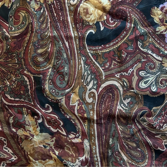 Brown paisley pattern silk scarf 12” x 60” - Picture 3 of 4
